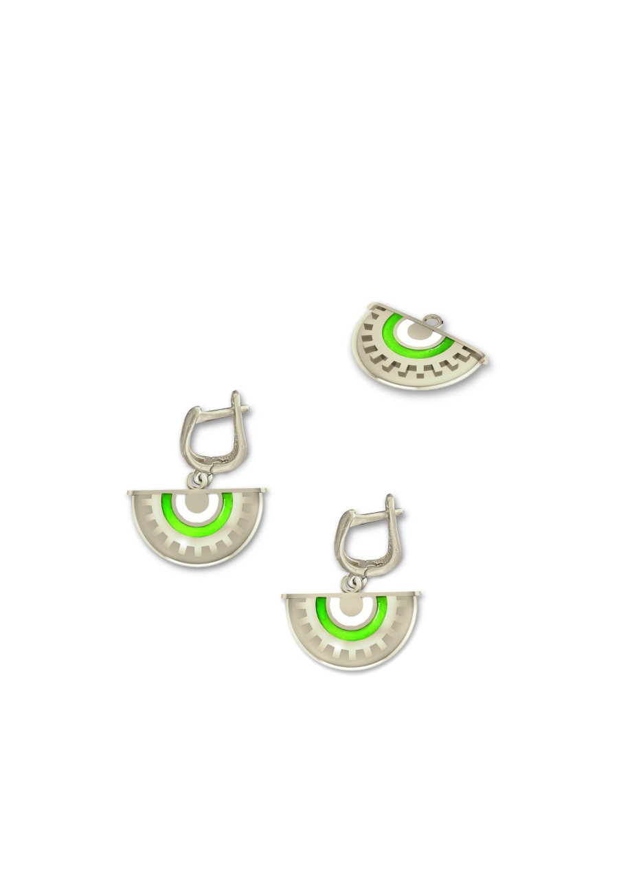 ENKİ SU YEŞİLİ MİNELİ KÜPE