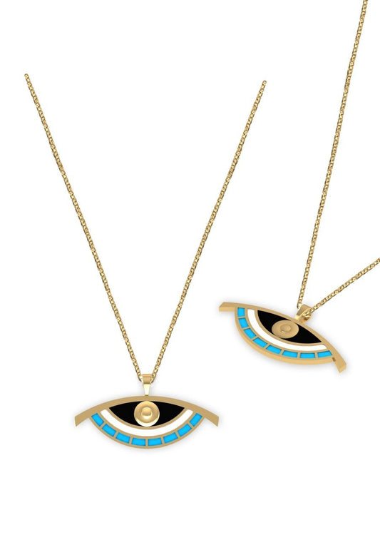 İRİS MAVİ MİNELİ KOLYE